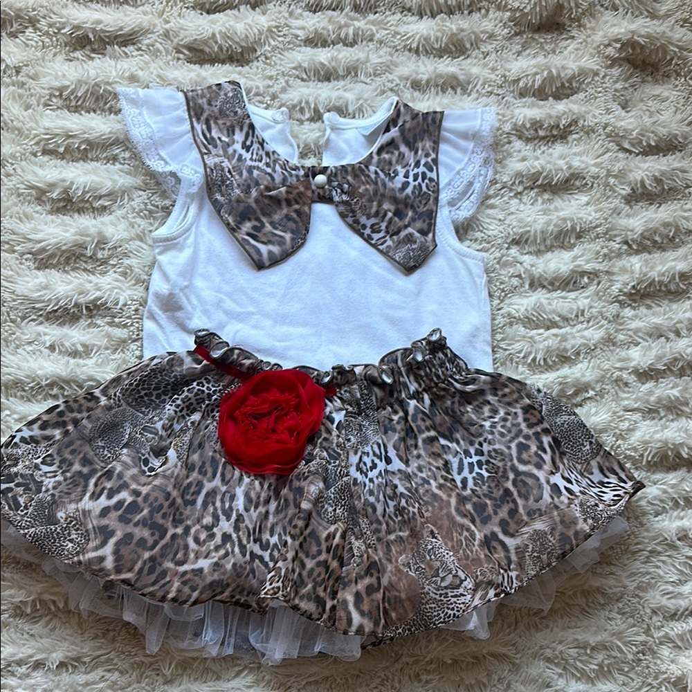Leopard Print Kids Costume with Red Accent